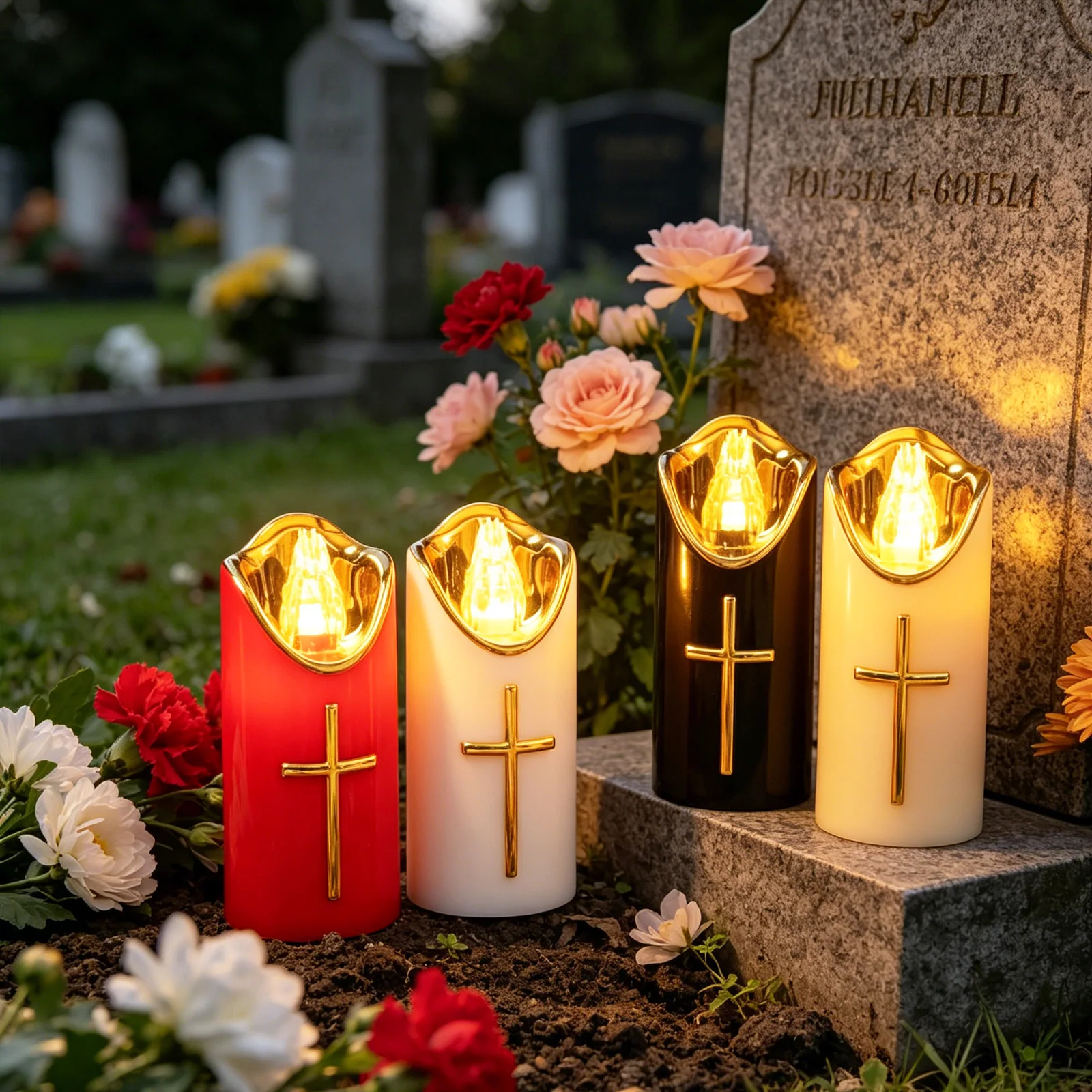 Baterijomis maitinama LED kapų žvakė su kryžiumi SM26583