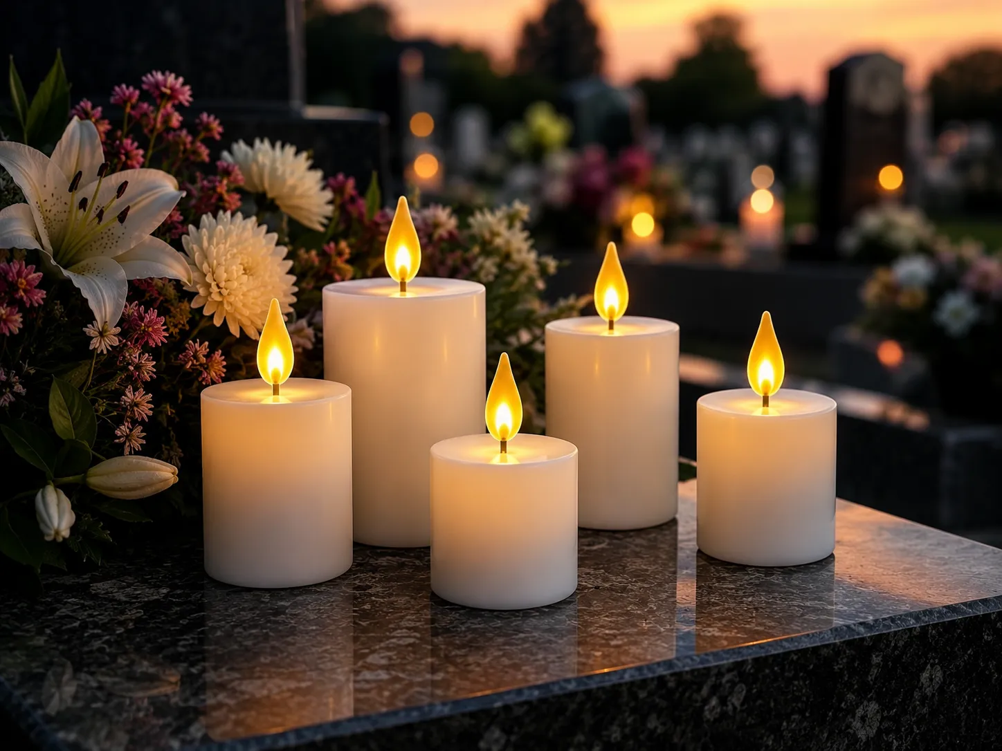 LED kapu zvakes su silta sviesa ir liepsnos efektu