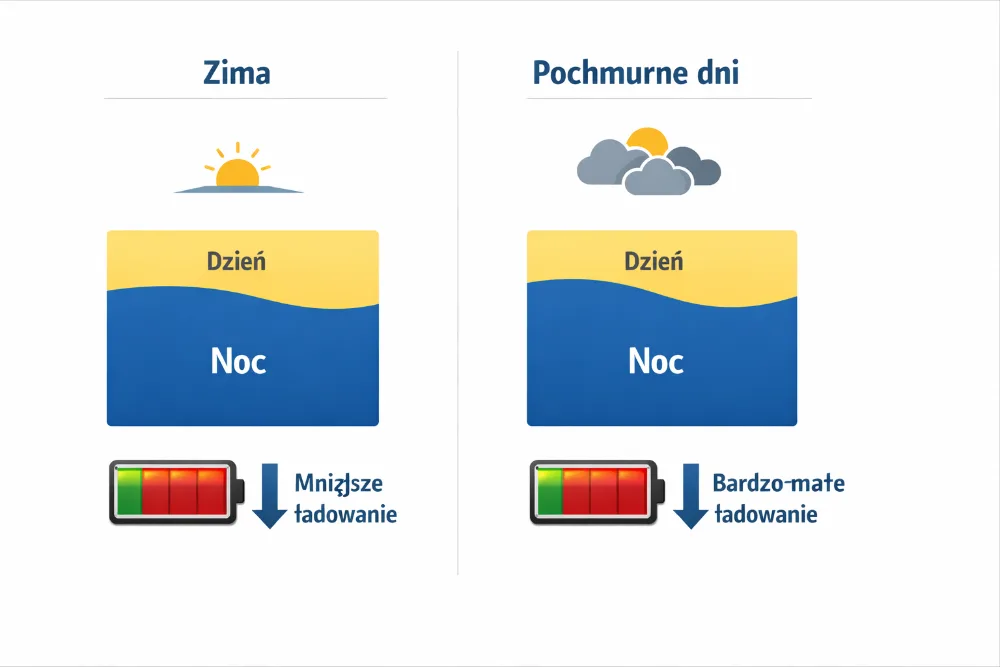 Saulės žibinto energijos balansas žiemą ir debesuotą dieną