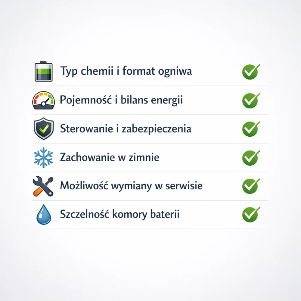 Baterijos ir valdiklio specifikacijos kontrolinis sąrašas