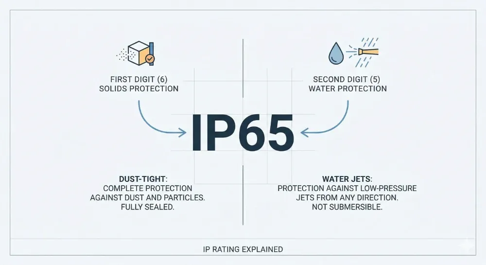 Dviejų IP65 skaitmenų paaiškinimas