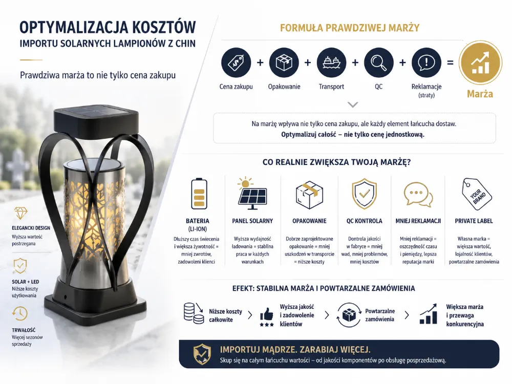 Reali marza importuojant saules kapu zvakes is Kinijos: komponentai, pakuote, QC ir private label