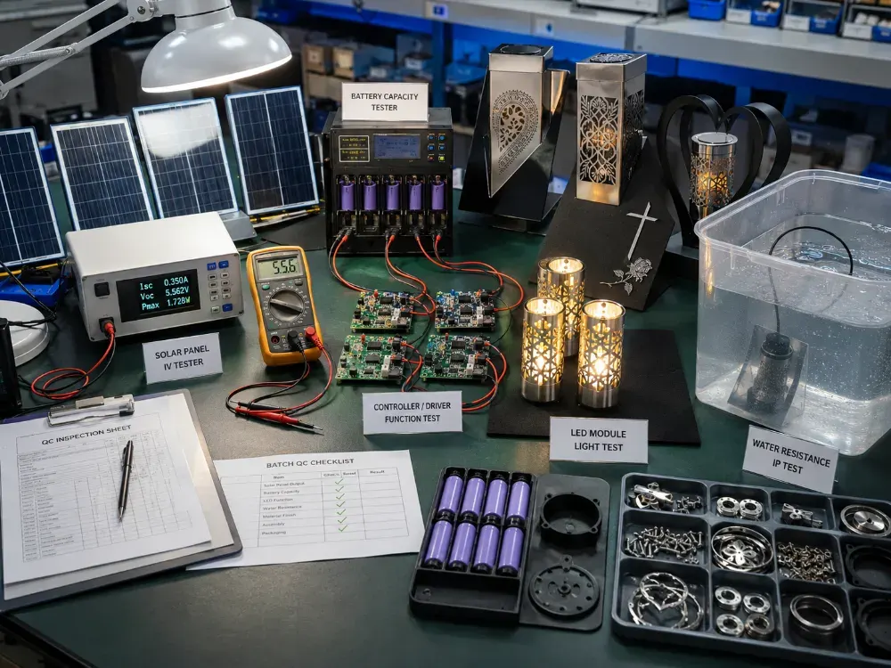 Saules paneles, baterijos, PCB ir LED komponentu kokybes testai