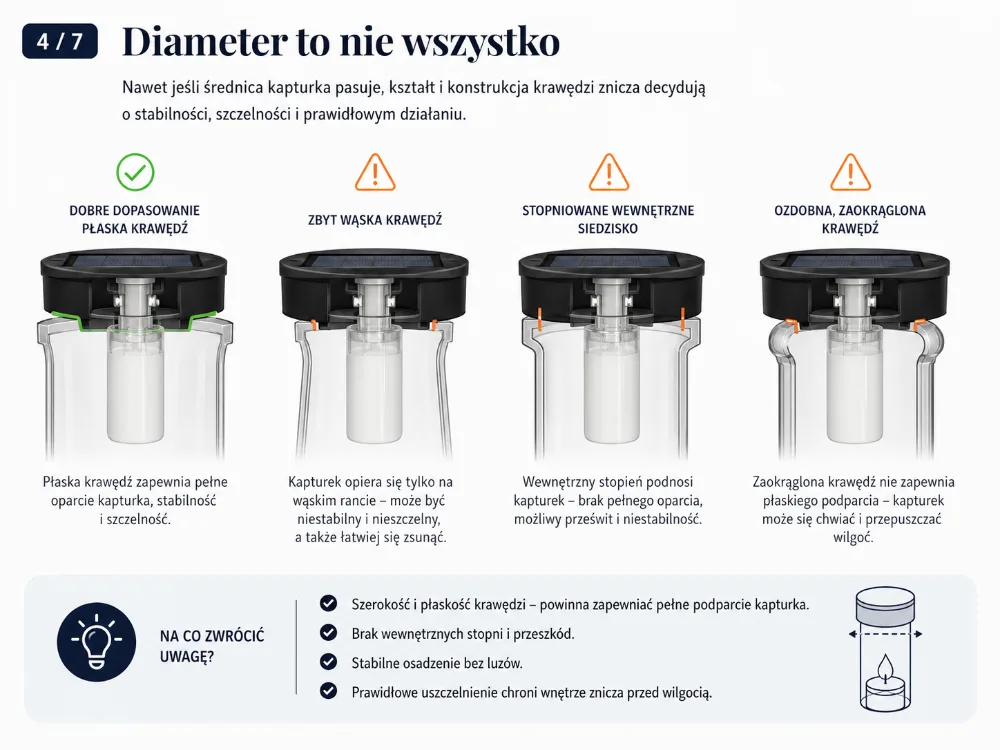 Saulės dangtelio pritaikymo veiksniai be skersmens